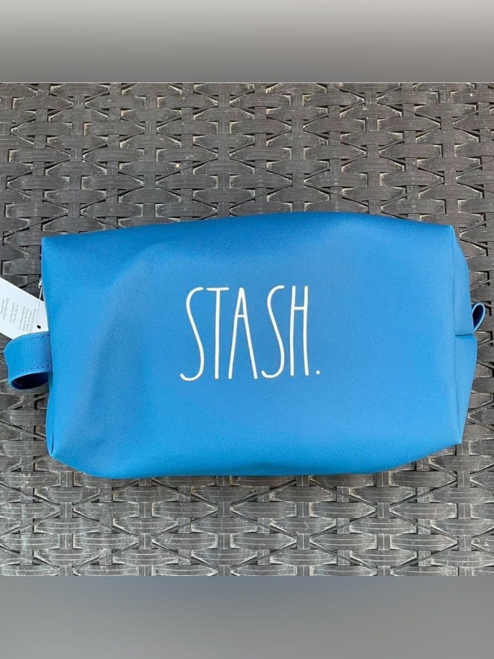 Rae Dunn Blue ‘Stash’ cosmetic bag. (159)